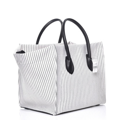 Celine Cotton Canvas Striped Medium Phantom Luggage White Navy 3 of 8