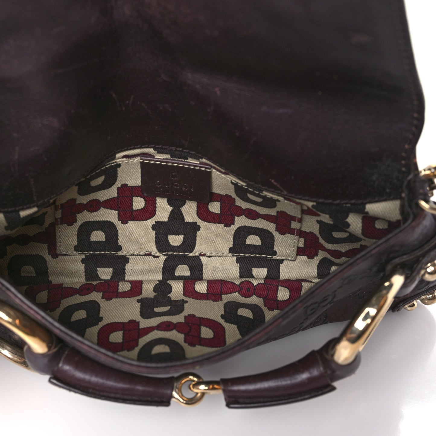Guccissima Small Horsebit Chain Clutch Chocolate
