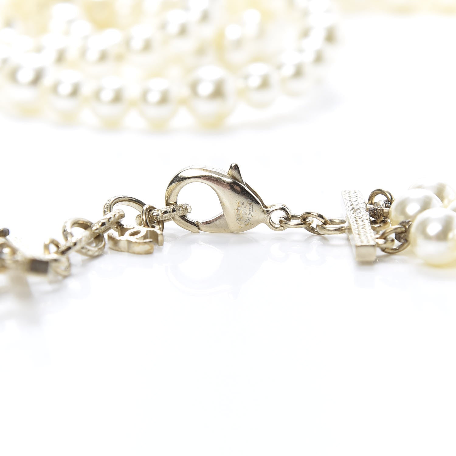 Chanel Pearl CC Multi Strand Long Necklace Light Gold 4 of 6