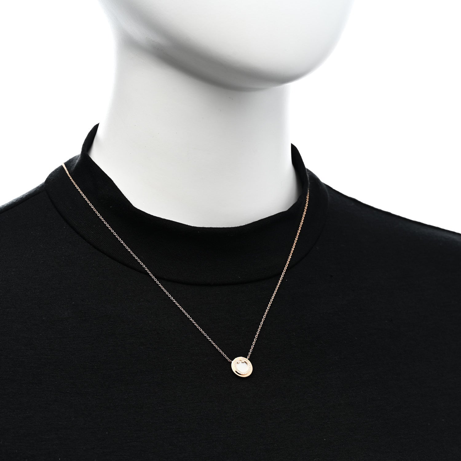 Tiffany 18K Rose Gold Diamond Mother of Pearl Small T Circle Pendant Necklace 2 of 6