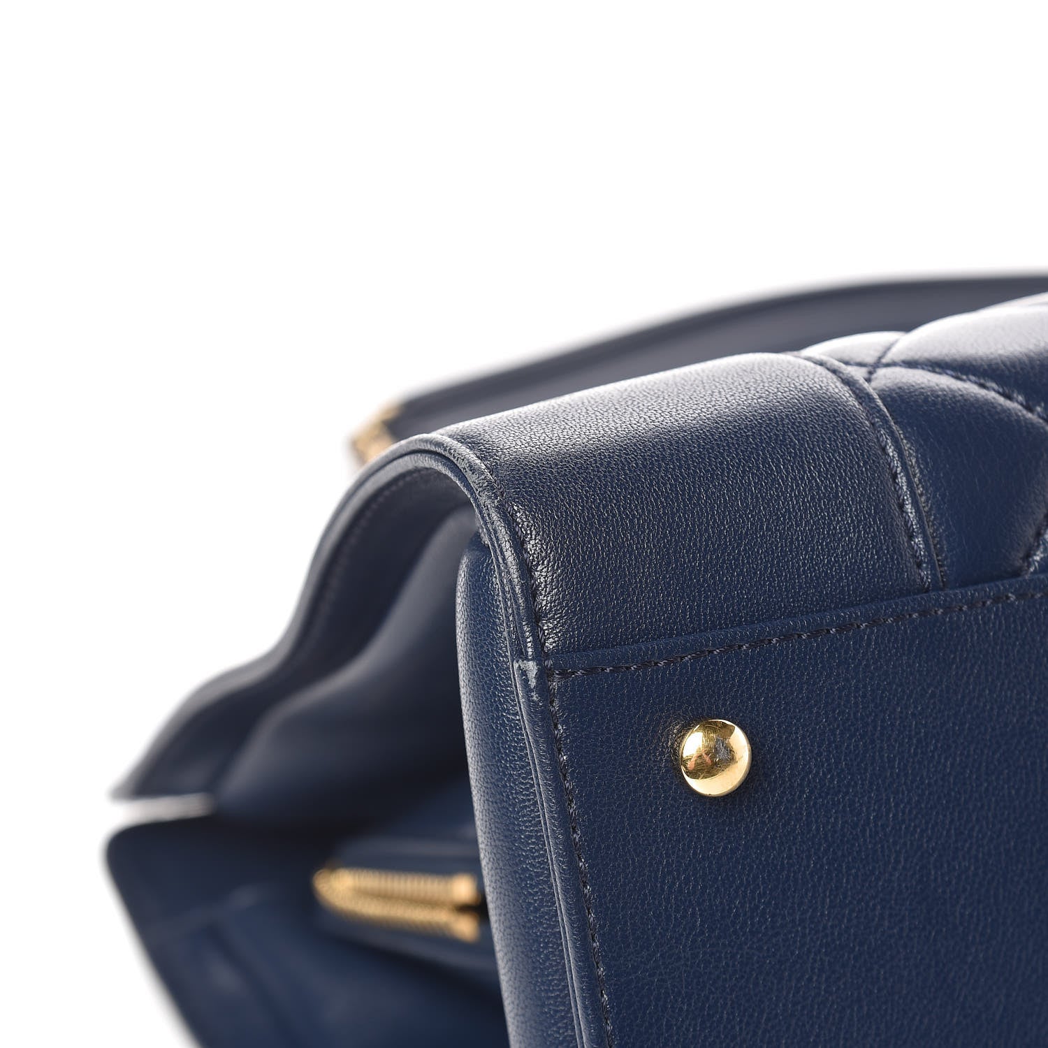 Chanel Sheepskin Quilted Mademoiselle Vintage Shopping Tote Navy 8 of 16