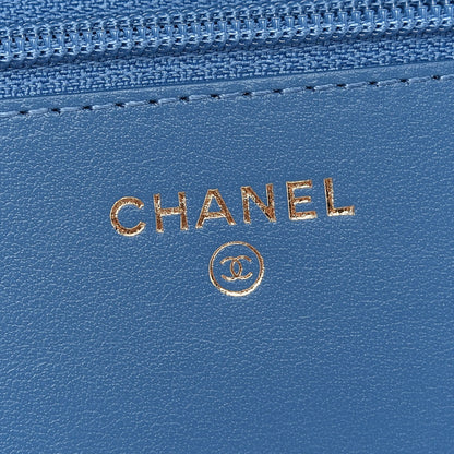Chanel Denim Quilted CC Pearl Crush Wallet On Chain WOC Blue 6 of 10