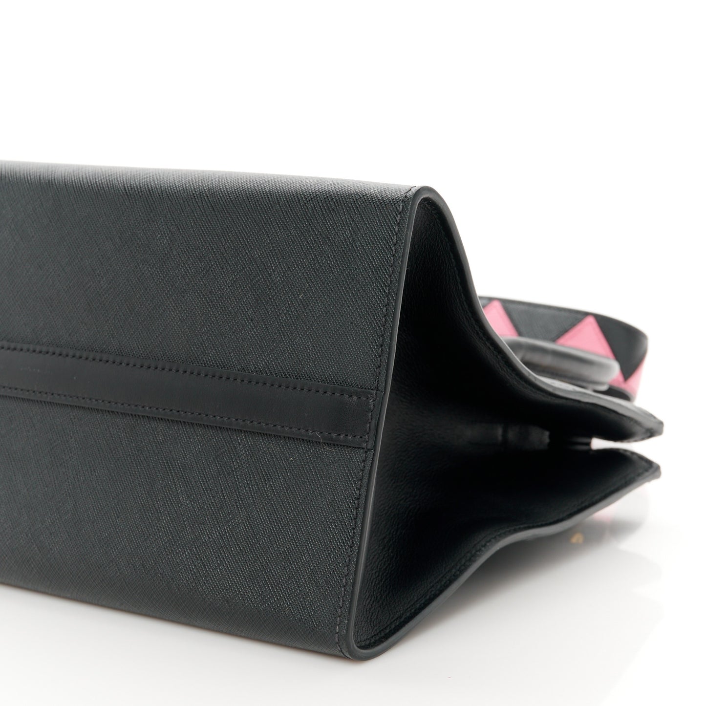 Saffiano City Calfskin Greche Paradigme Bag Black Begonia