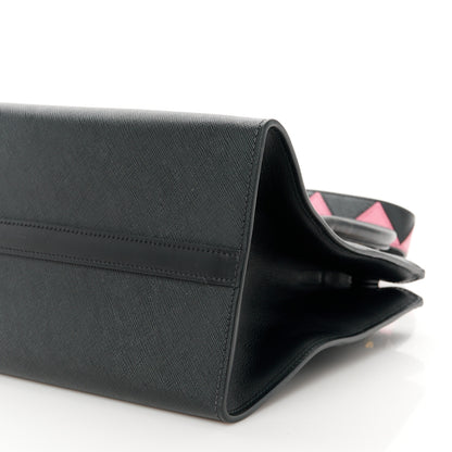 Prada Saffiano City Calfskin Greche Paradigme Bag Black Begonia 10 of 10