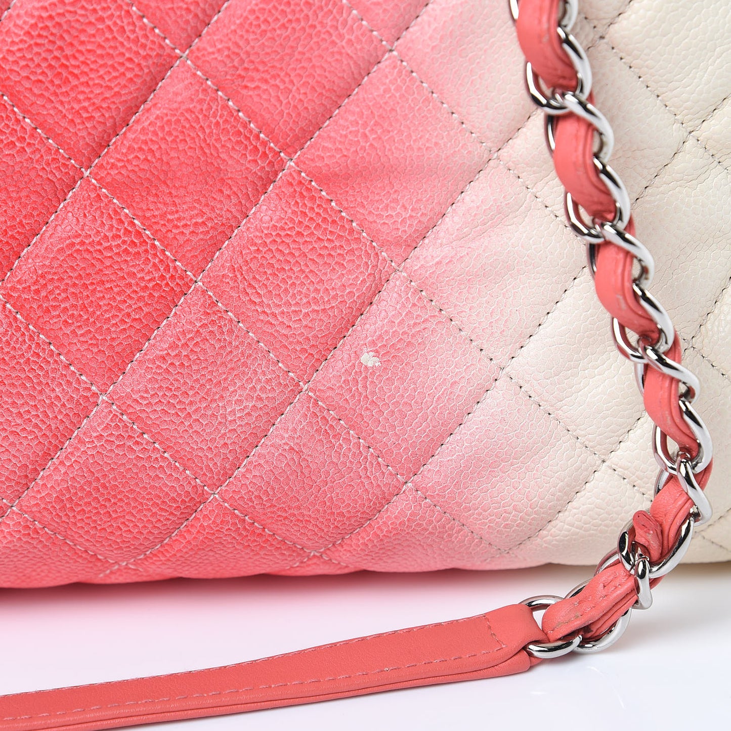 Caviar Ombre Large Shopping Tote White Rose