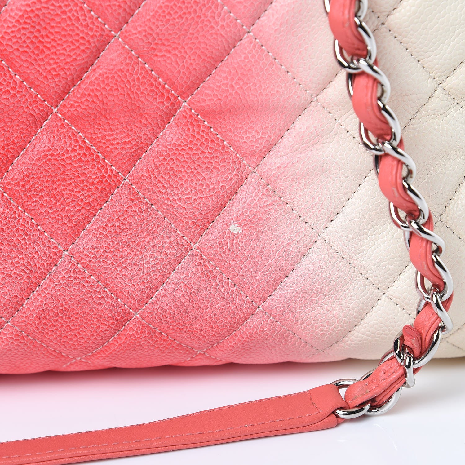 Chanel Caviar Ombre Large Shopping Tote White Rose 11 of 15