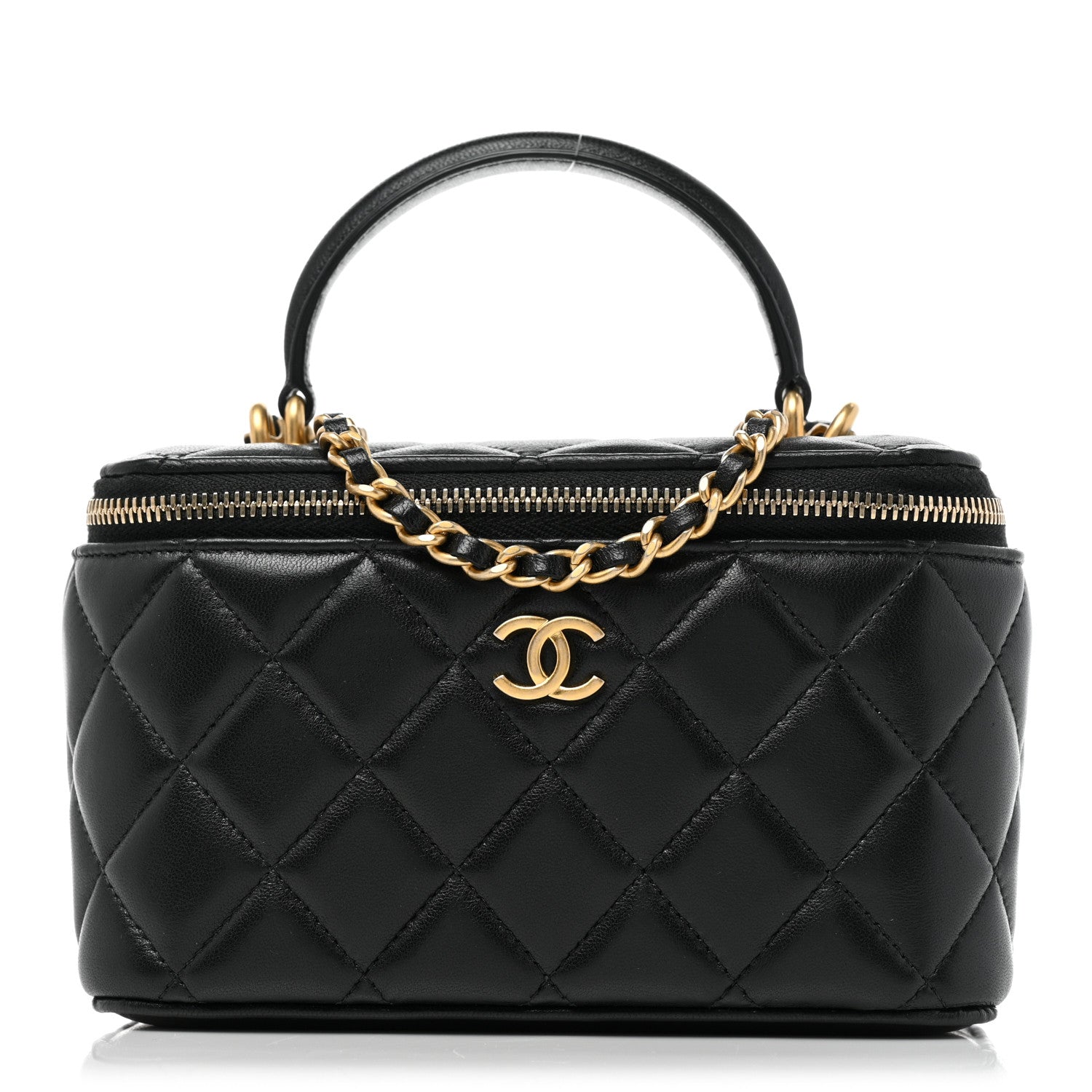 Chanel Lambskin Quilted Small Top Handle Vanity Case With Chain Black 1 of 8