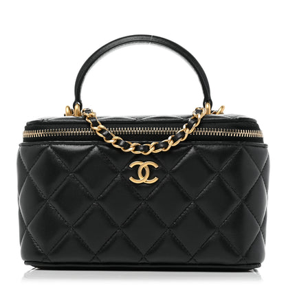 Chanel Lambskin Quilted Small Top Handle Vanity Case With Chain Black 1 of 8