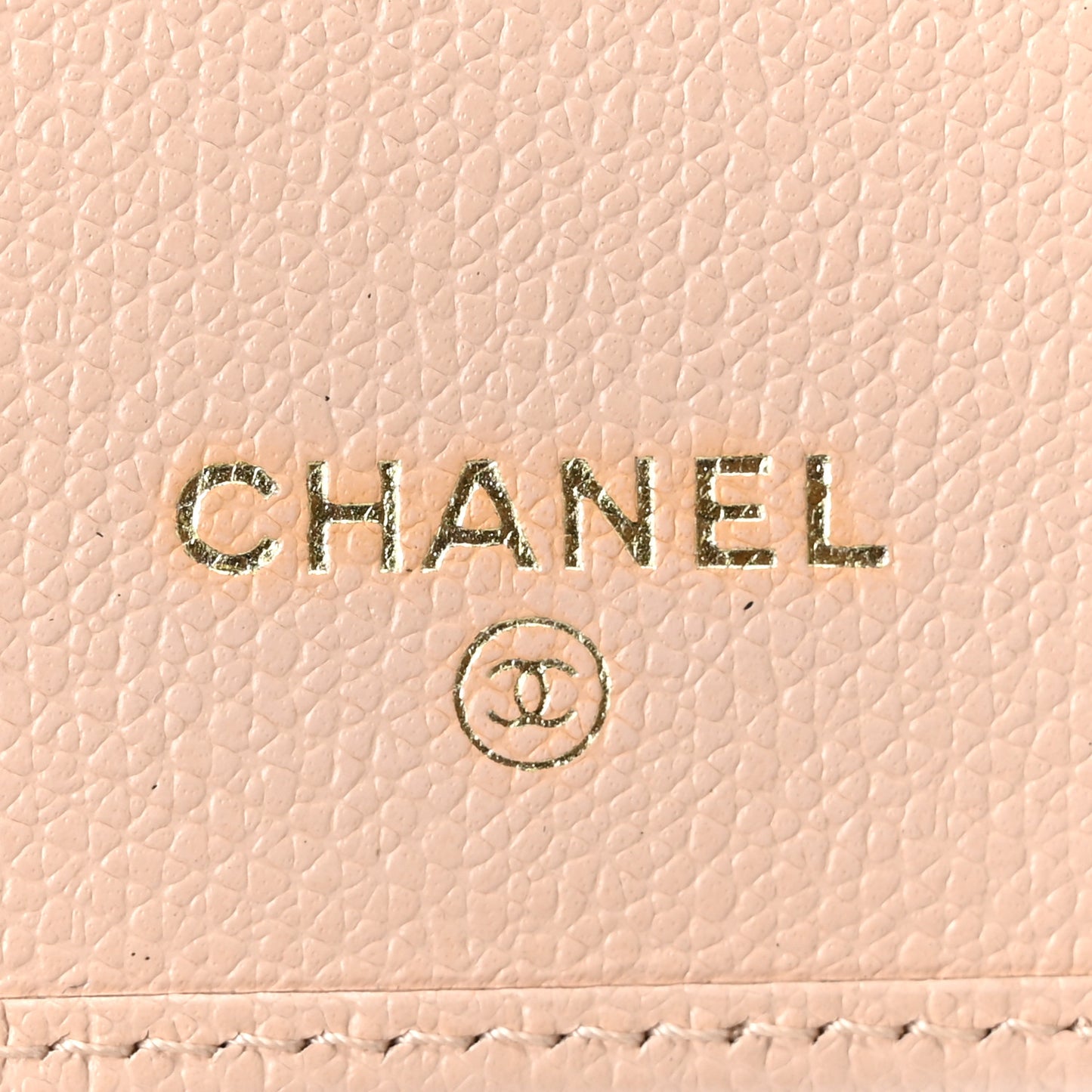 Grained Calfskin CC Button Yen Wallet Pink