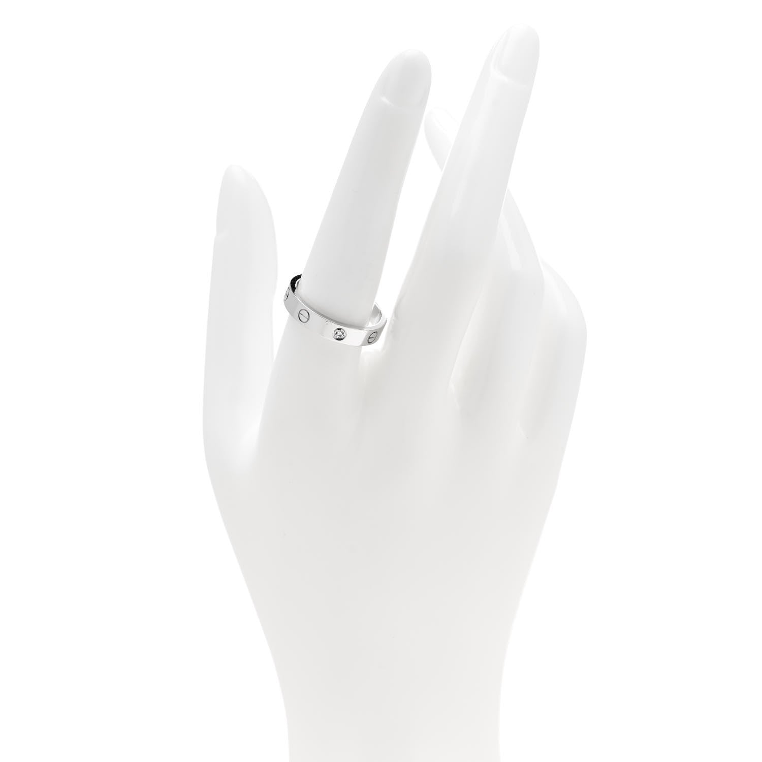 Cartier 18K White Gold Diamond 4mm LOVE Wedding Band Ring 58 8.5 2 of 5