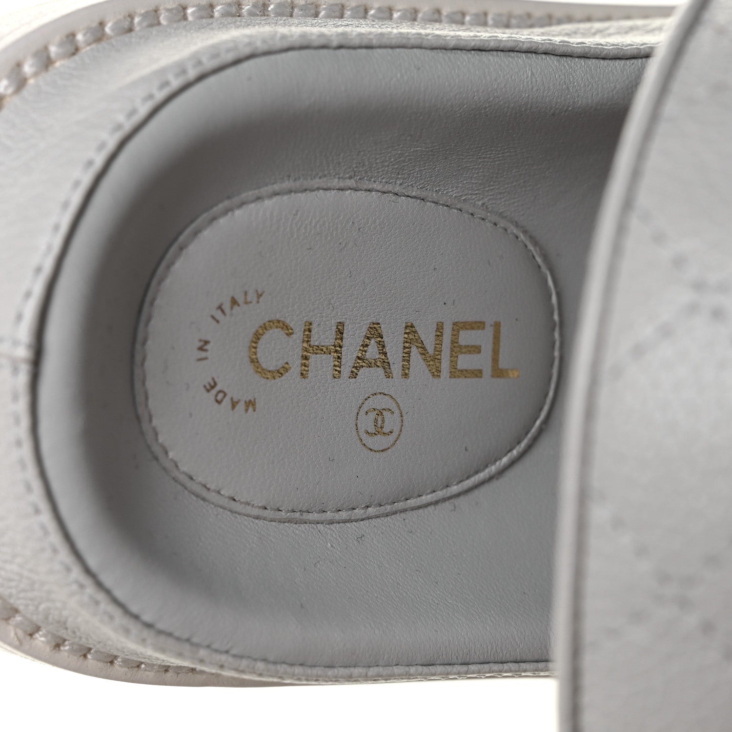 Chanel Grained Calfskin Quilted Velcro Dad Sandals 39.5 White 7 of 9
