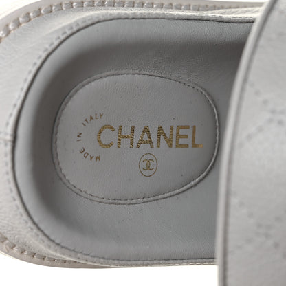 Chanel Grained Calfskin Quilted Velcro Dad Sandals 39.5 White 7 of 9