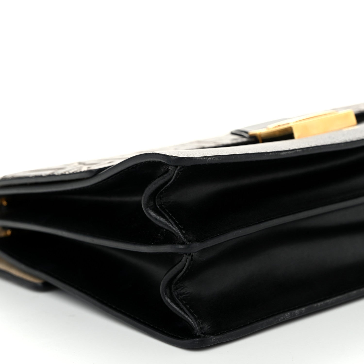 Fendi Vitello Liberty Bi-Color FF 1974 Embossed Chain Strap Kan U Shoulder Bag Black Maya 9 of 10