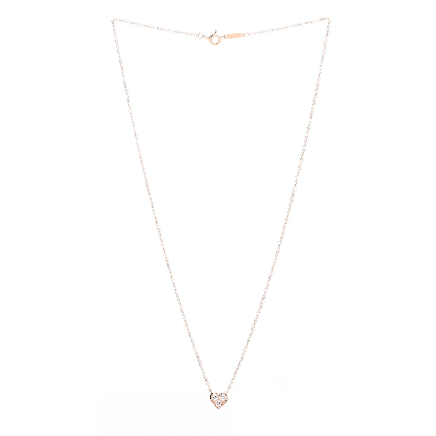 18K Rose Gold Diamond Heart Pendant Necklace
