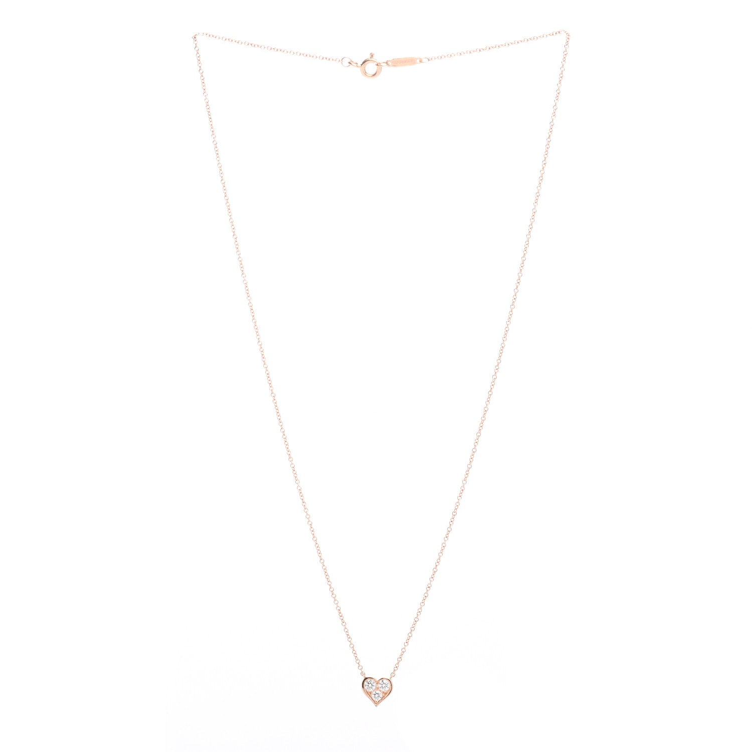 Tiffany 18K Rose Gold Diamond Heart Pendant Necklace 3 of 5