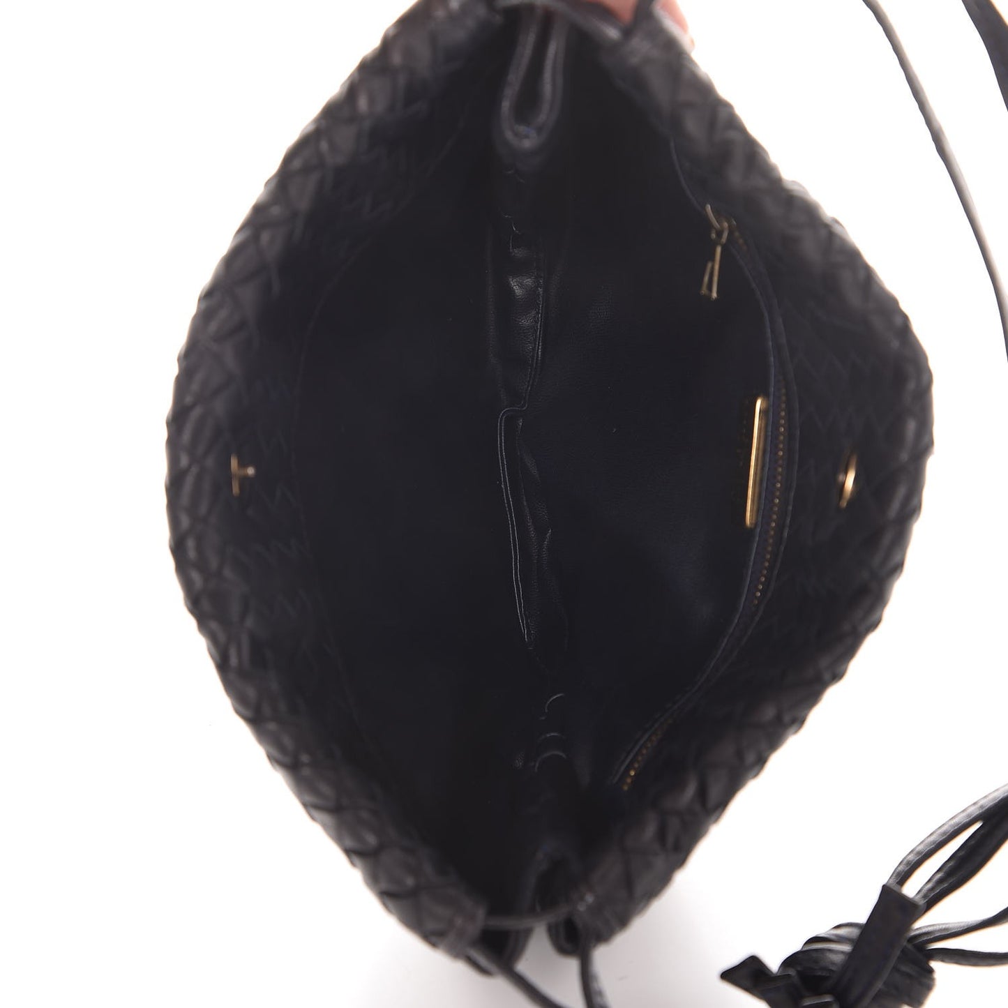 Nappa Intrecciato Small Shoulder Bag Navy Blue