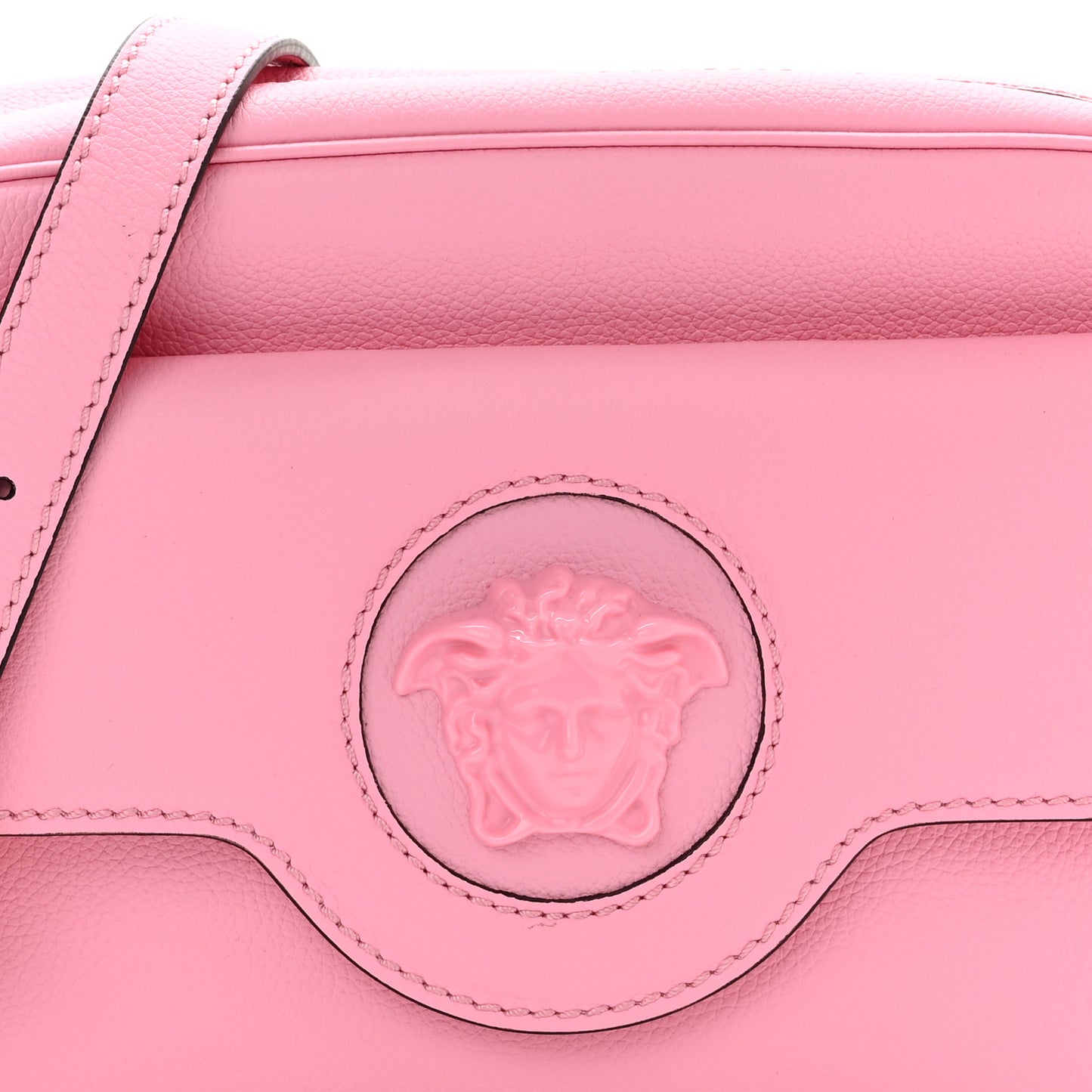 Grained Calfskin Medusa Camera Bag Pink