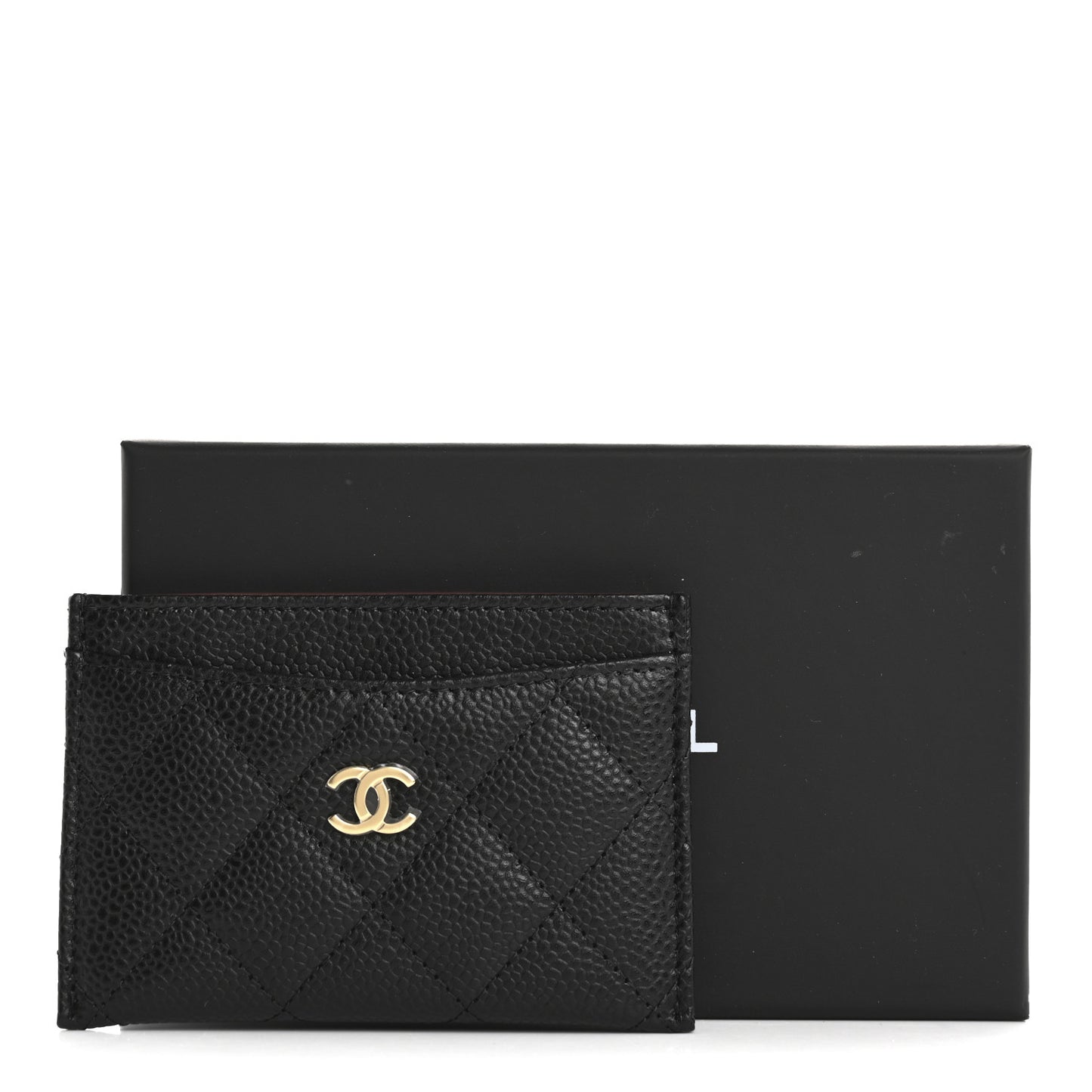 Caviar Quilted Card Holder Black