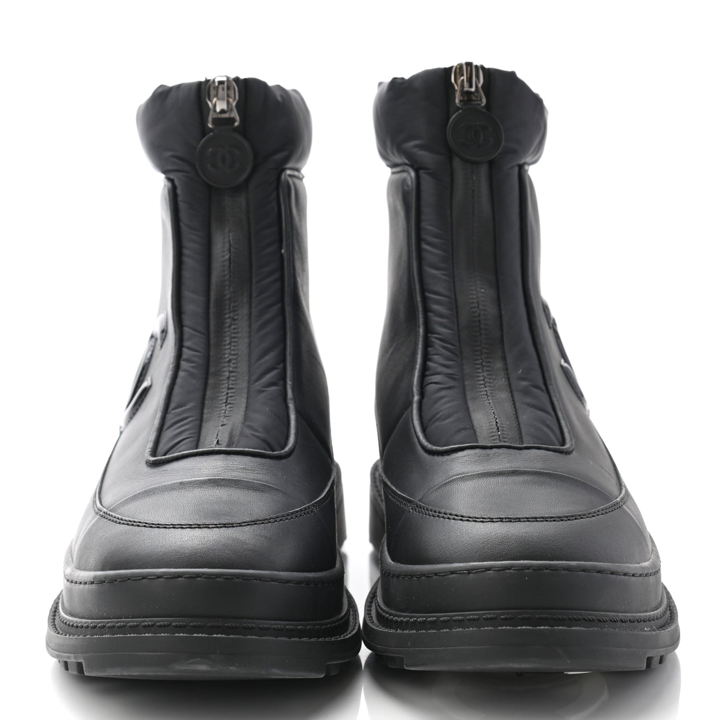 Calfskin Nylon CC Ankle Snow Boots 37 Black