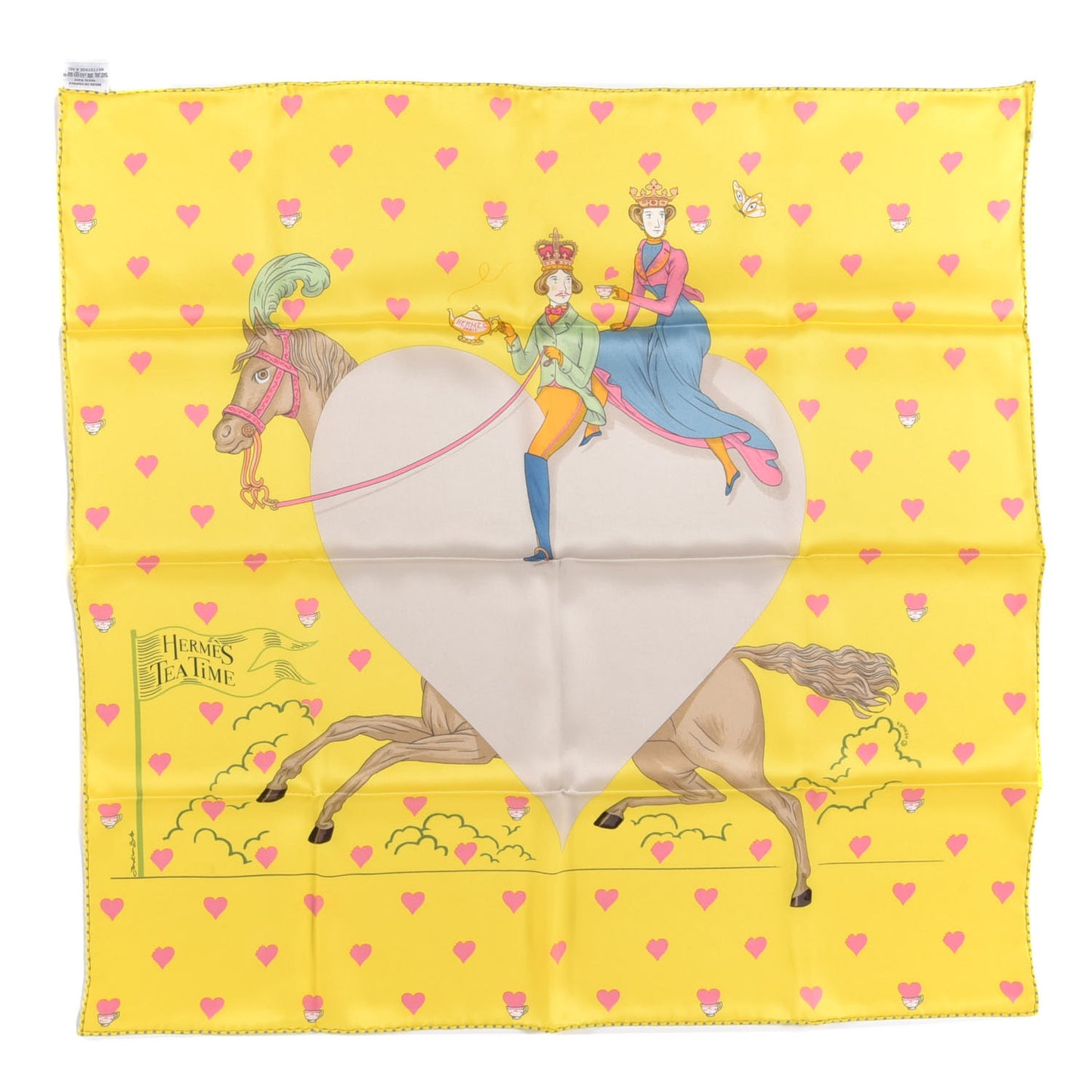 Silk Tea Time Scarf 70 Jaune Gris Perle