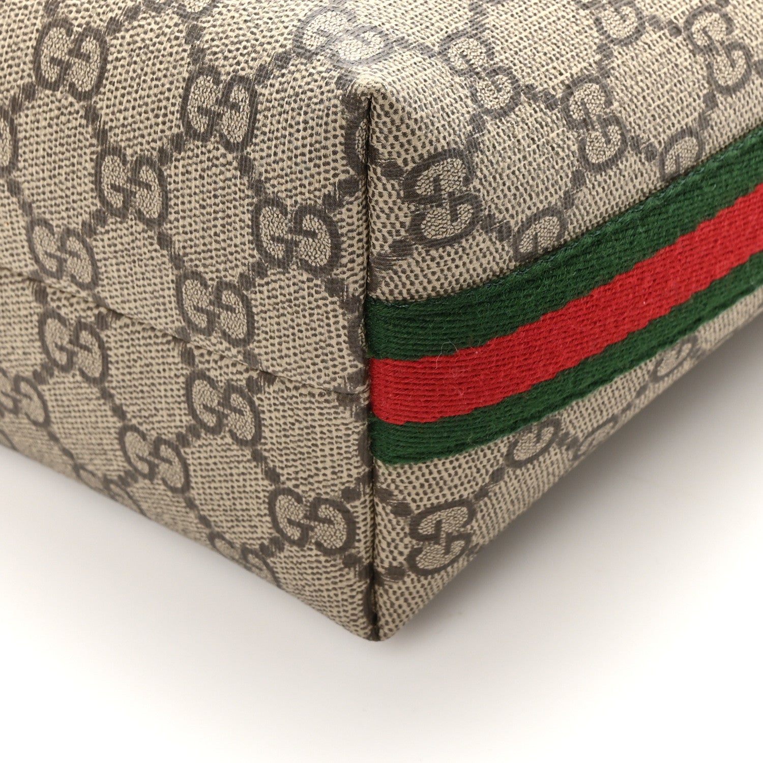 Gucci GG Supreme Monogram Textured Calfskin Web Super Mini Ophidia Shoulder Bag Beige Ebony New Acero 10 of 10