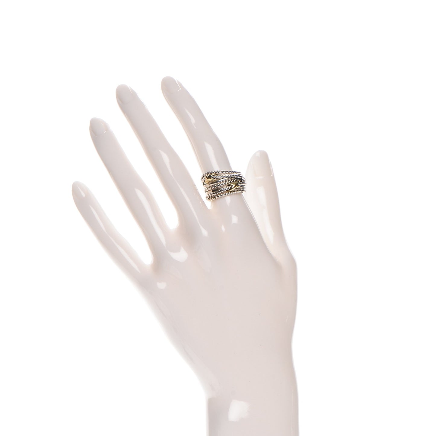 Sterling Silver 18K Yellow Gold Double X Crossover Ring 52 6
