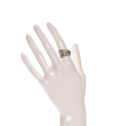 David Yurman Sterling Silver 18K Yellow Gold Double X Crossover Ring 52 6 2 of 5