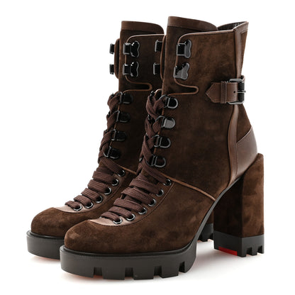 Christian Louboutin Veau Velours Calfskin Wax Macademia 100 Biker Platform Boots 37 Cosme 4 of 9