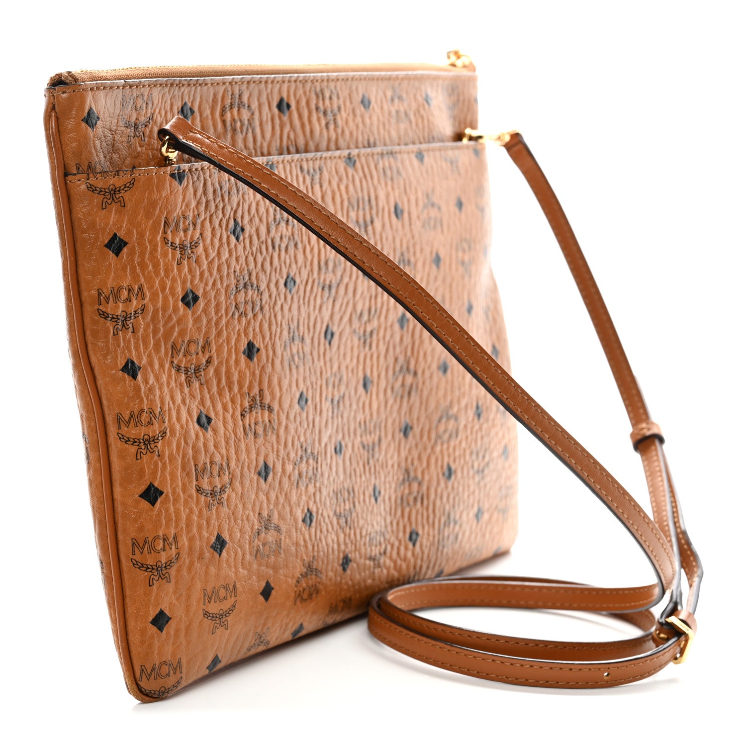 MCM Visetos Medium Crossbody Pouch Cognac 1816196 – FASHIONPHILE