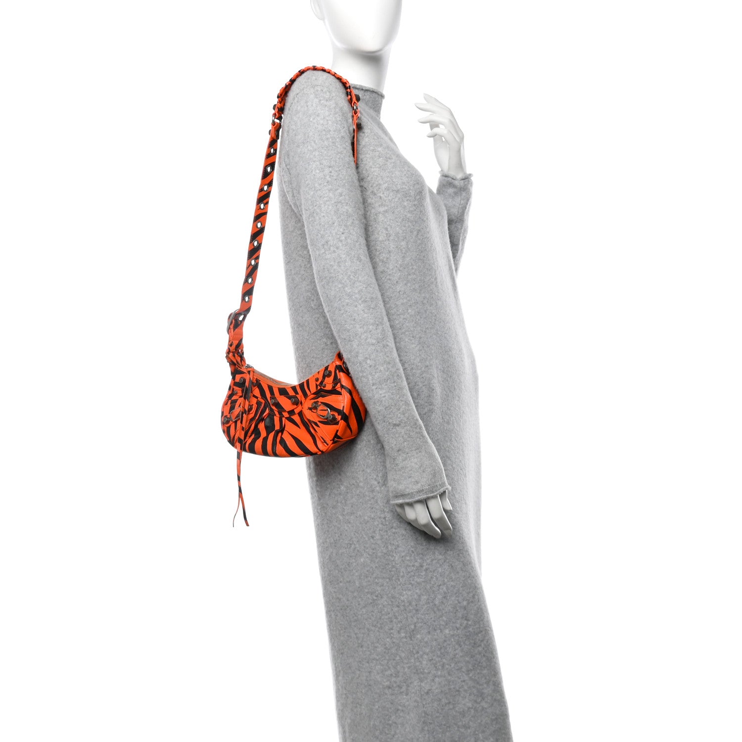 Balenciaga Agneau Arena Le Cagole Shoulder Bag XS Orange Black 2 of 14