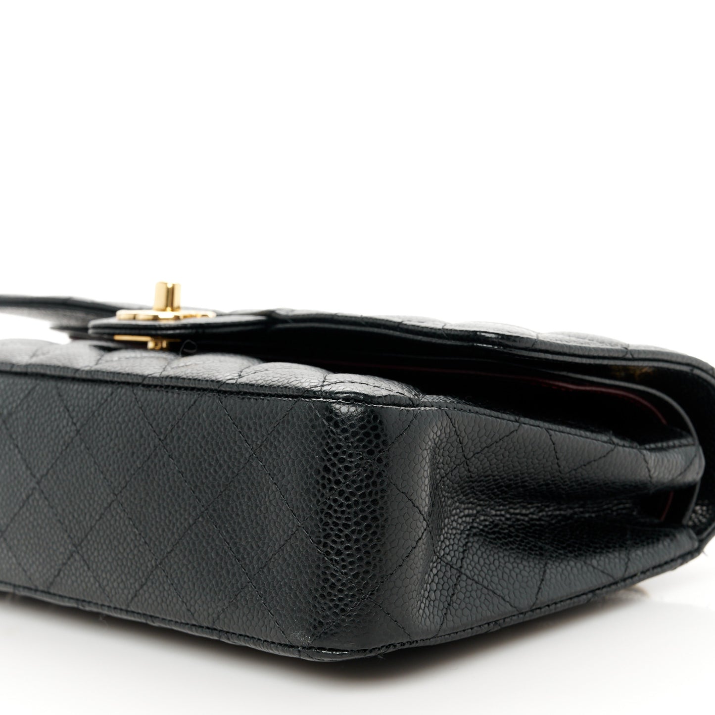 Caviar Quilted Medium Double Flap Black