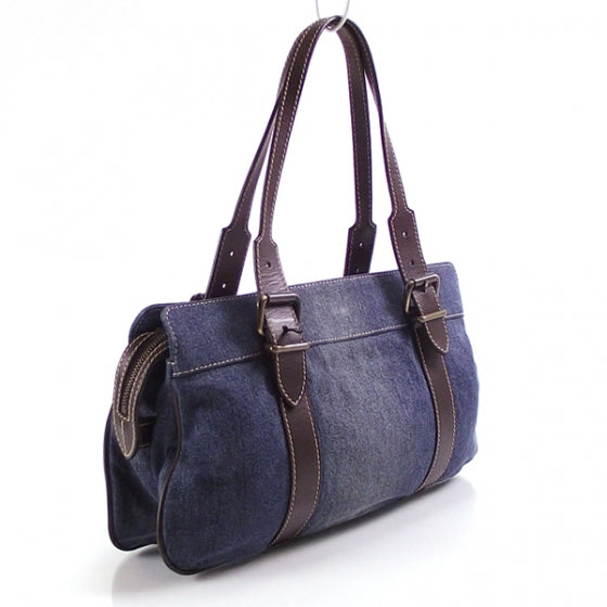 Denim Buckle Strap Shoulder Bag Blue