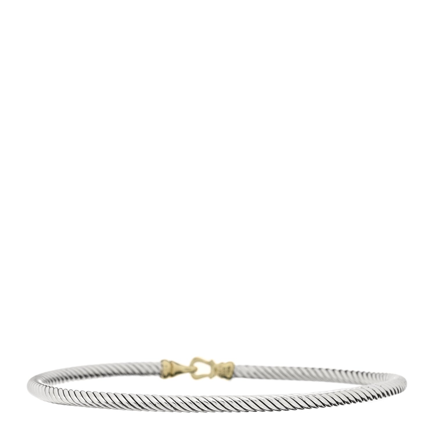David Yurman Sterling Silver 18K Yellow Gold 3mm Cable Buckle Bracelet 2 of 4