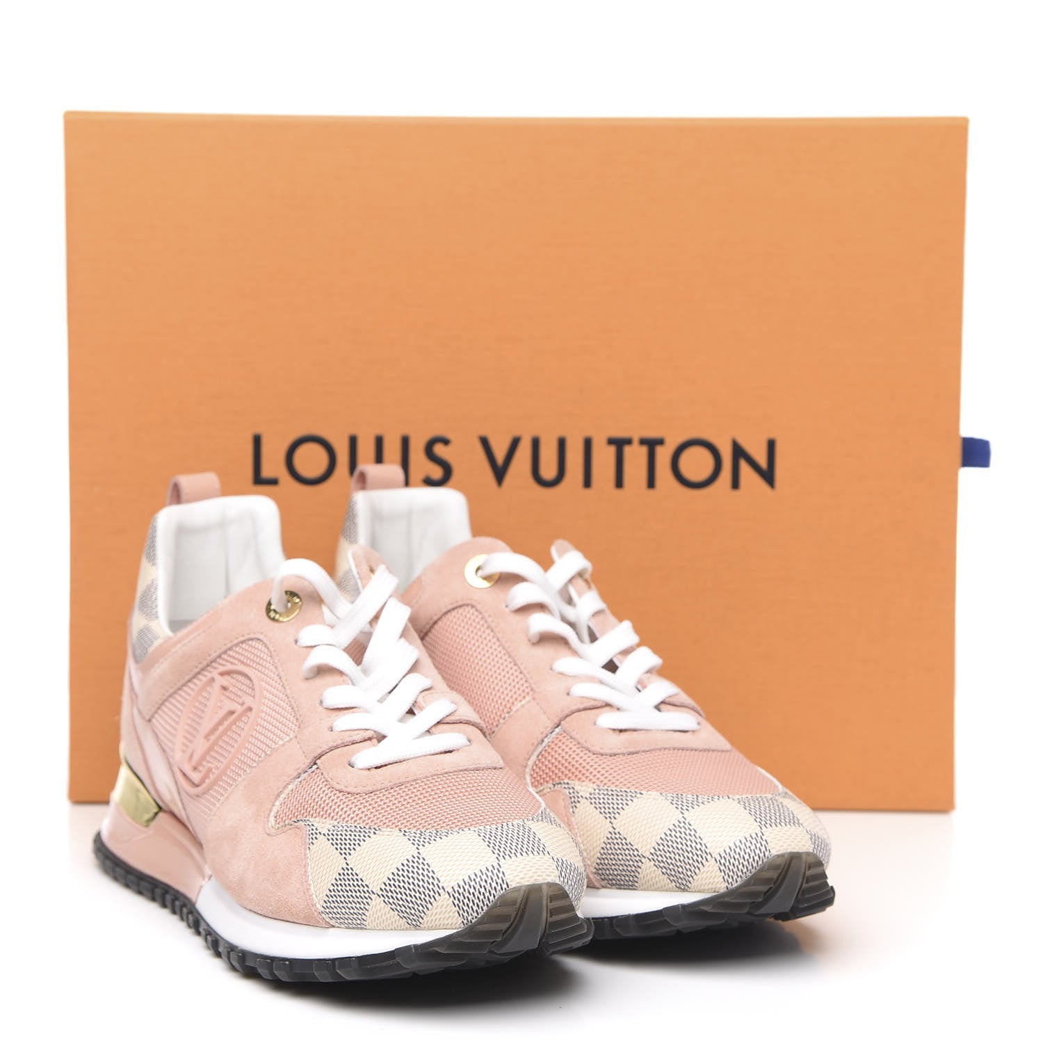 Louis Vuitton Suede Damier Azur Run Away Sneakers 38 Pink 9 of 9