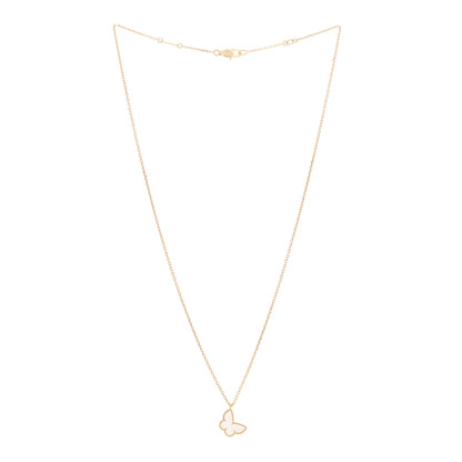 Van Cleef & Arpels 18K Yellow Gold Mother of Pearl Sweet Alhambra Butterfly Pendant Necklace 3 of 7