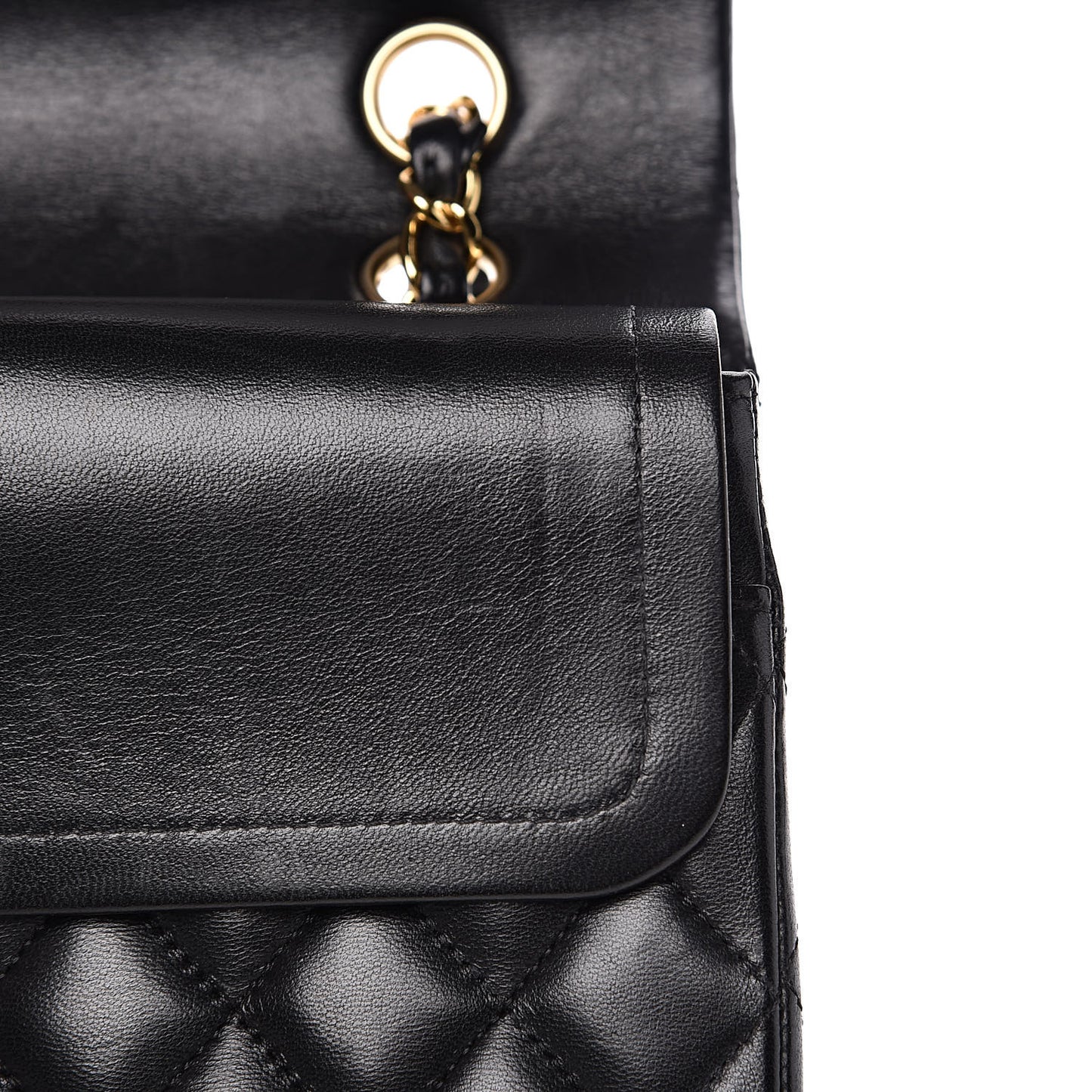 Lambskin Quilted Medium Double Flap Black