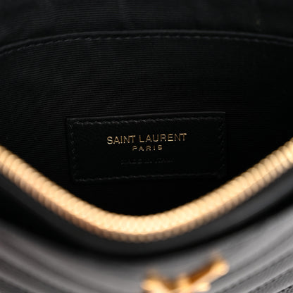 Saint Laurent Grain De Poudre Chevron Monogram Large Bill Pouch Black 6 of 10