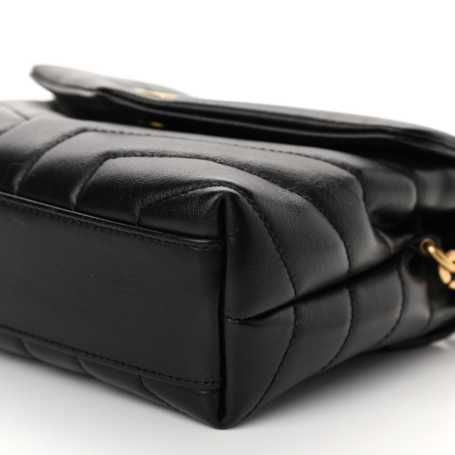 Calfskin Y Quilted Monogram Toy Loulou Crossbody Bag Black