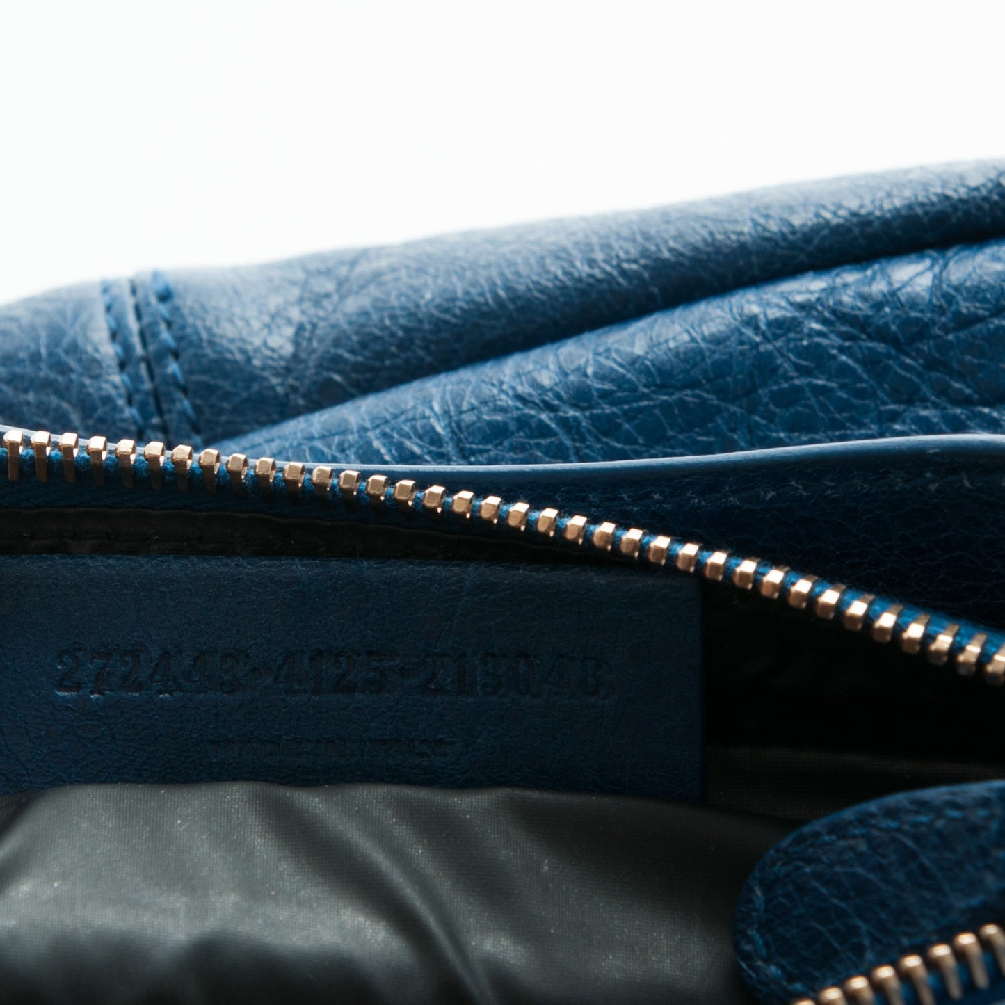 Agneau Giant 12 Rose Gold Hardware Cosmetic Pouch Bleu Cobalt