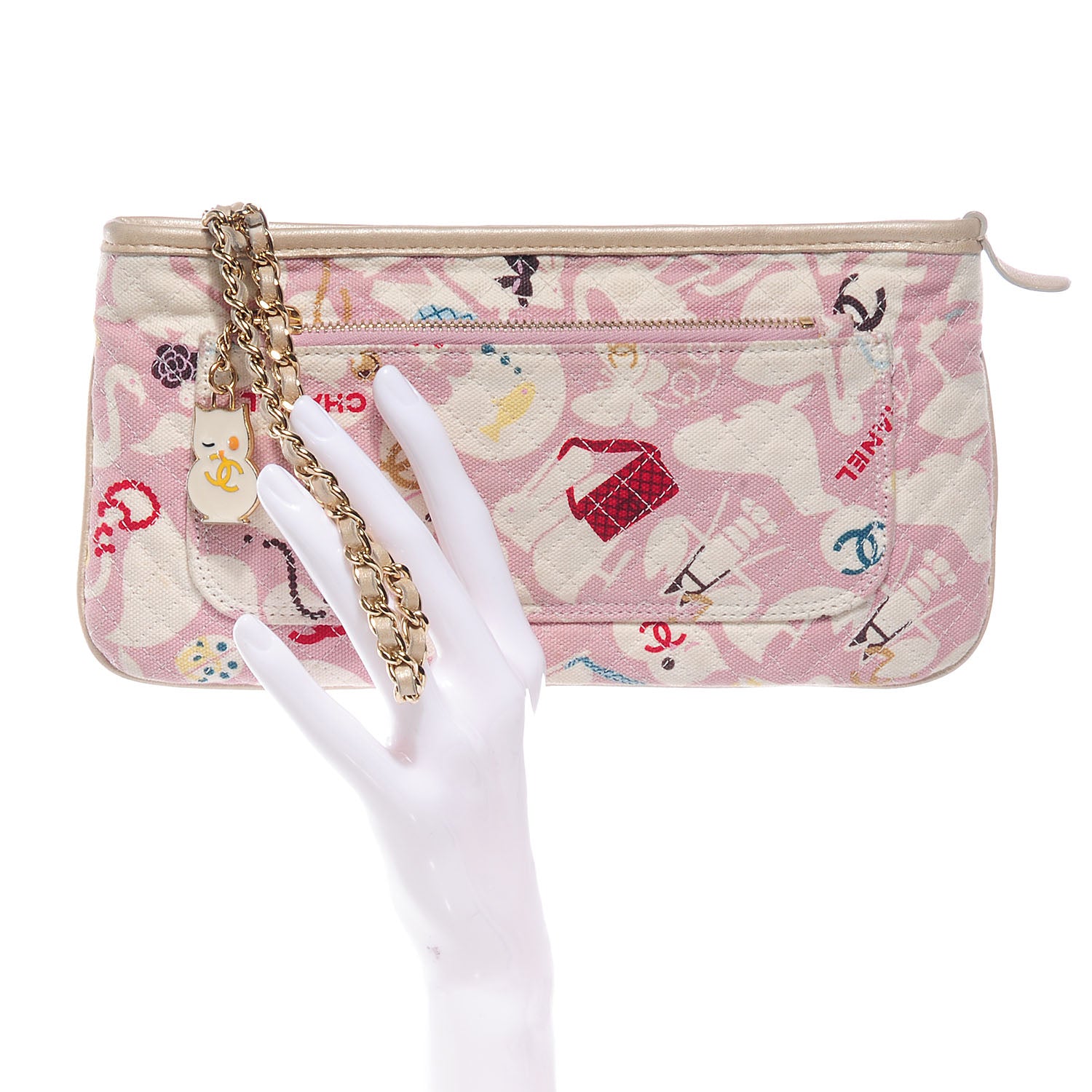 Chanel Canvas Baby Animals Pochette Pink 2 of 7