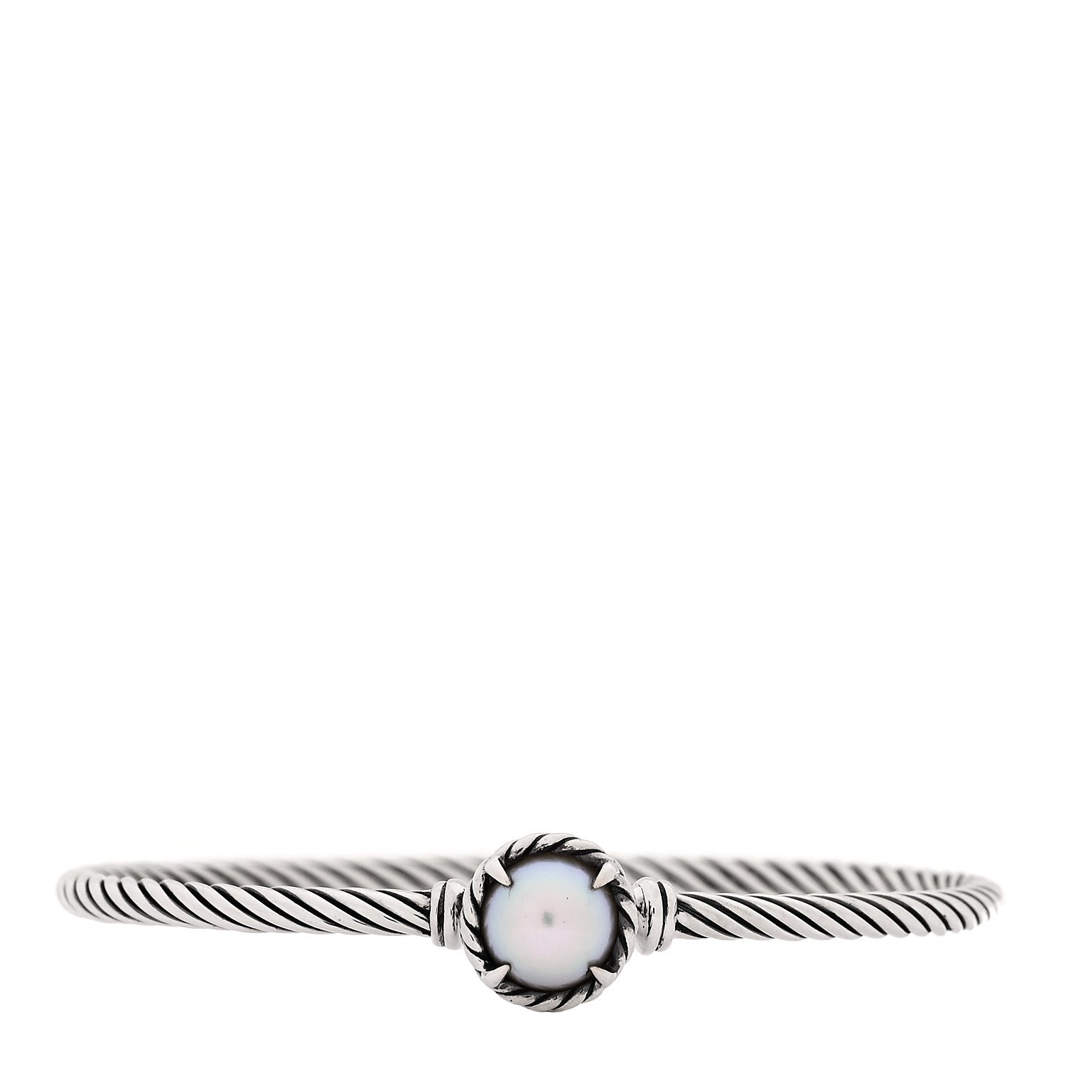 David Yurman Sterling Silver Cultured Pearl 3mm Chatelaine Bracelet 1 of 6
