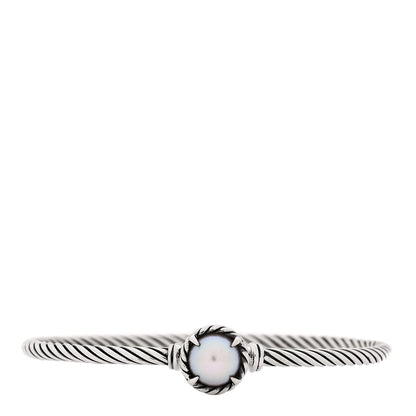 David Yurman Sterling Silver Cultured Pearl 3mm Chatelaine Bracelet 1 of 6