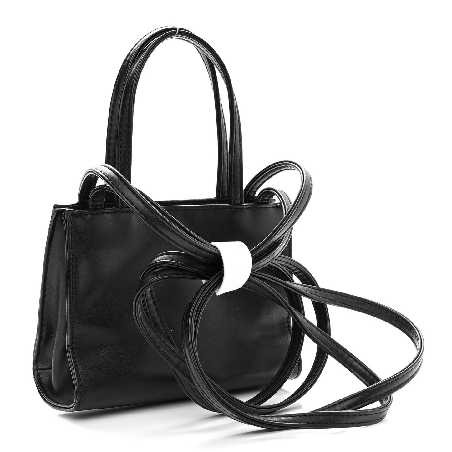 Vegan Leather Small Shopping Bag Black