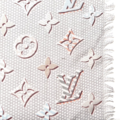 Louis Vuitton Silk Monogram Polka Dots Shawl Gray 4 of 4