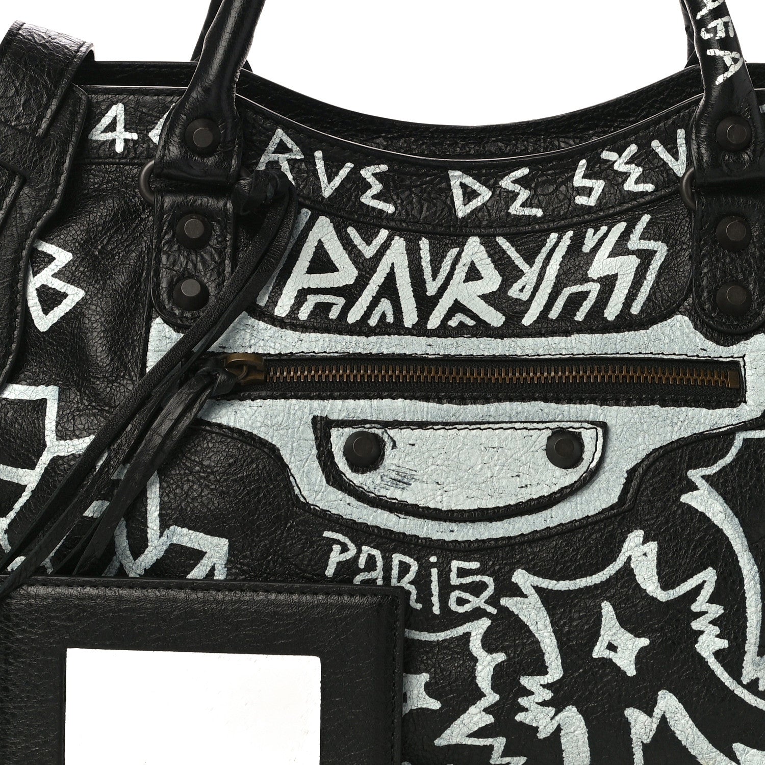 Balenciaga Agneau Arena Graffiti All Over Classic Hardware City Black White 7 of 9