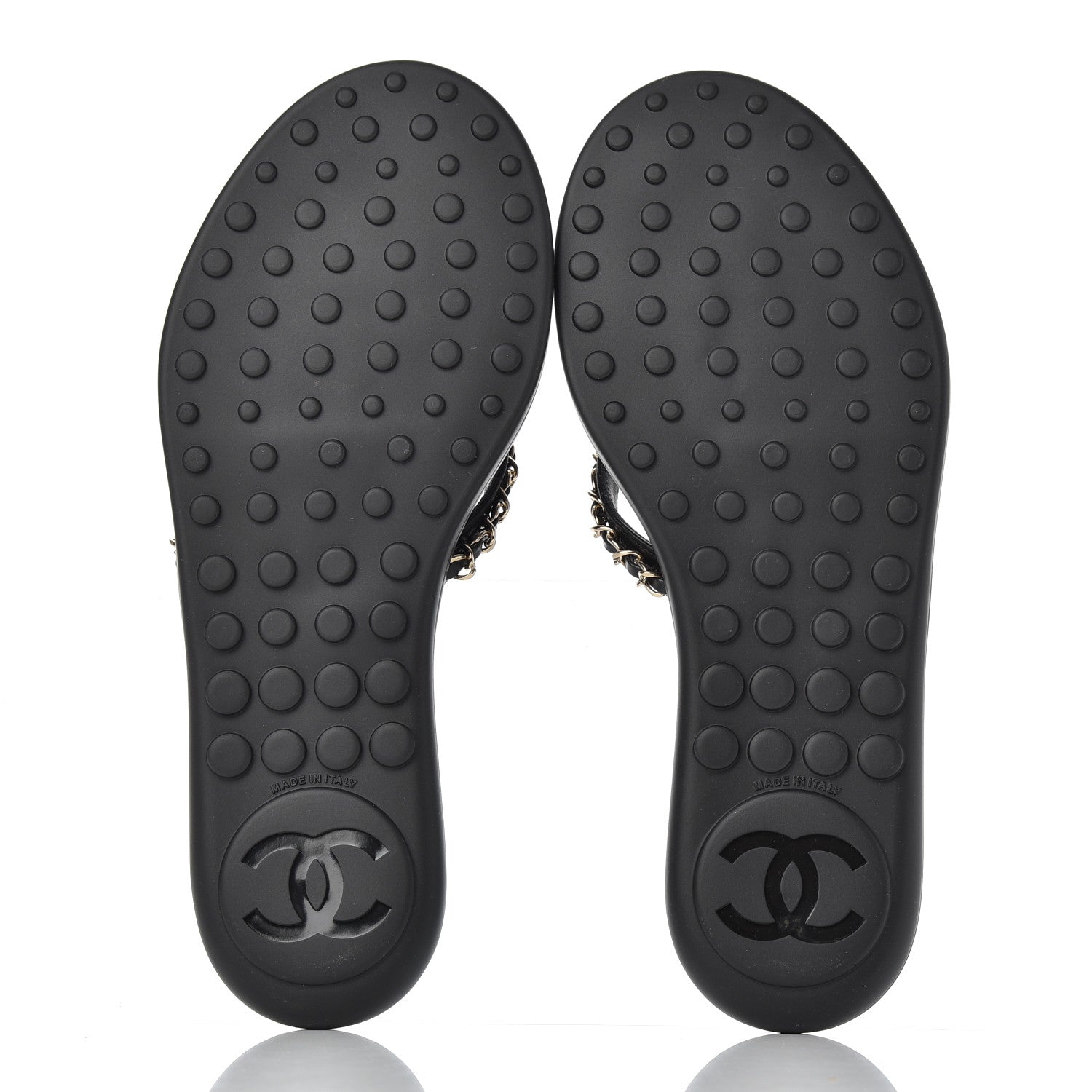 Chanel Lambskin CC Chain Thong Sandals 38 Black 5 of 9