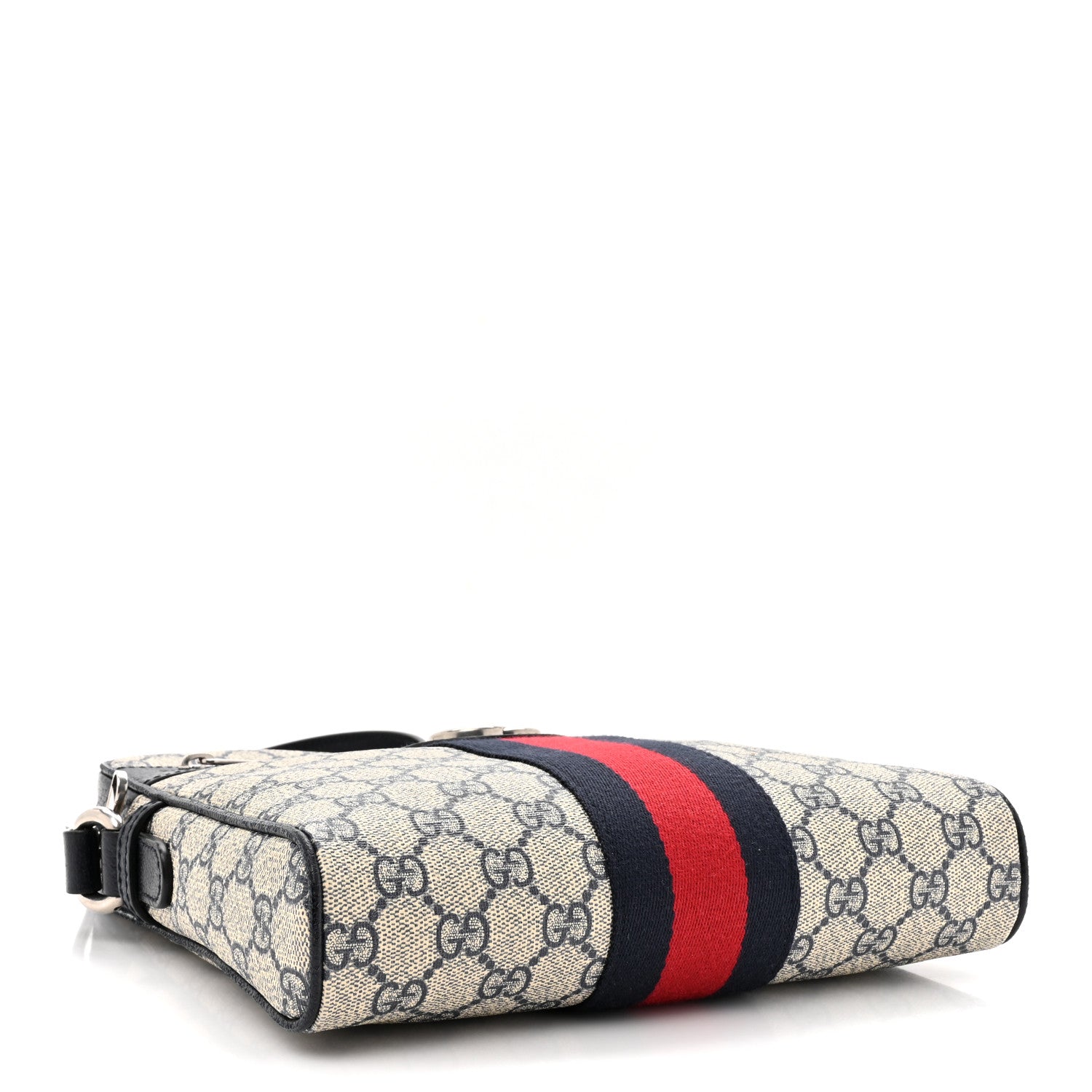 Gucci GG Supreme Monogram Textured Dollar Calfskin Web Small Ophidia Messenger Bag Beige Blue 4 of 12