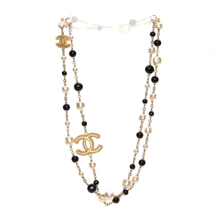 Chanel Pearl Bead CC Long Necklace Black Gold 3 of 5
