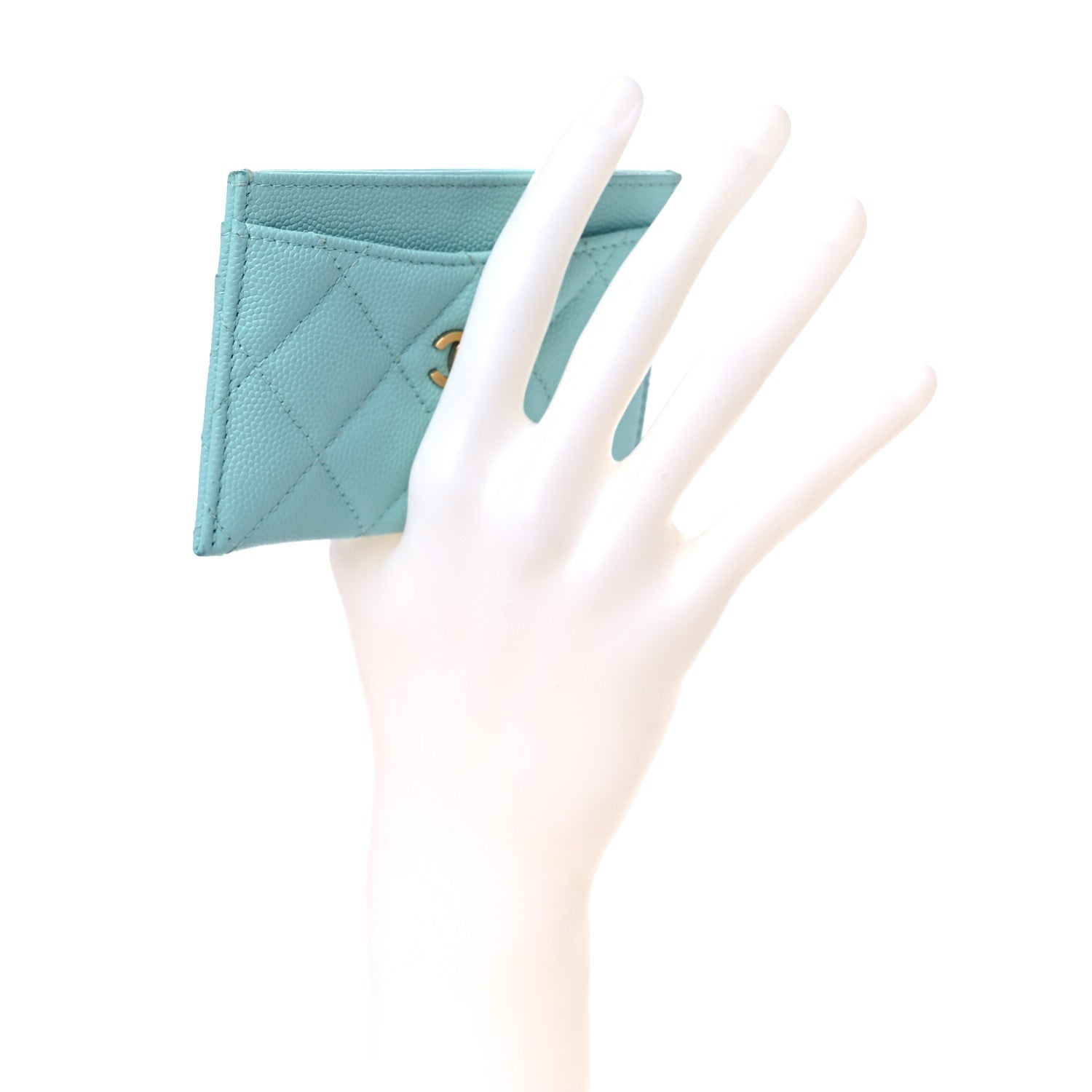 Chanel Caviar Quilted Card Holder Light Blue 2 of 15