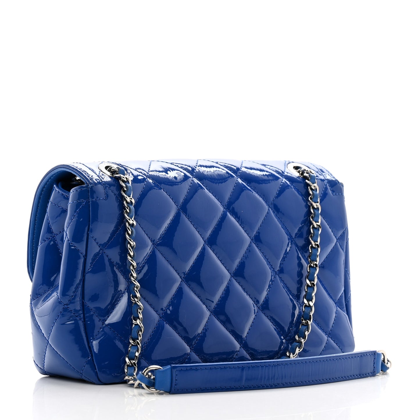 Patent Quilted Small Coco Shine Flap Blue